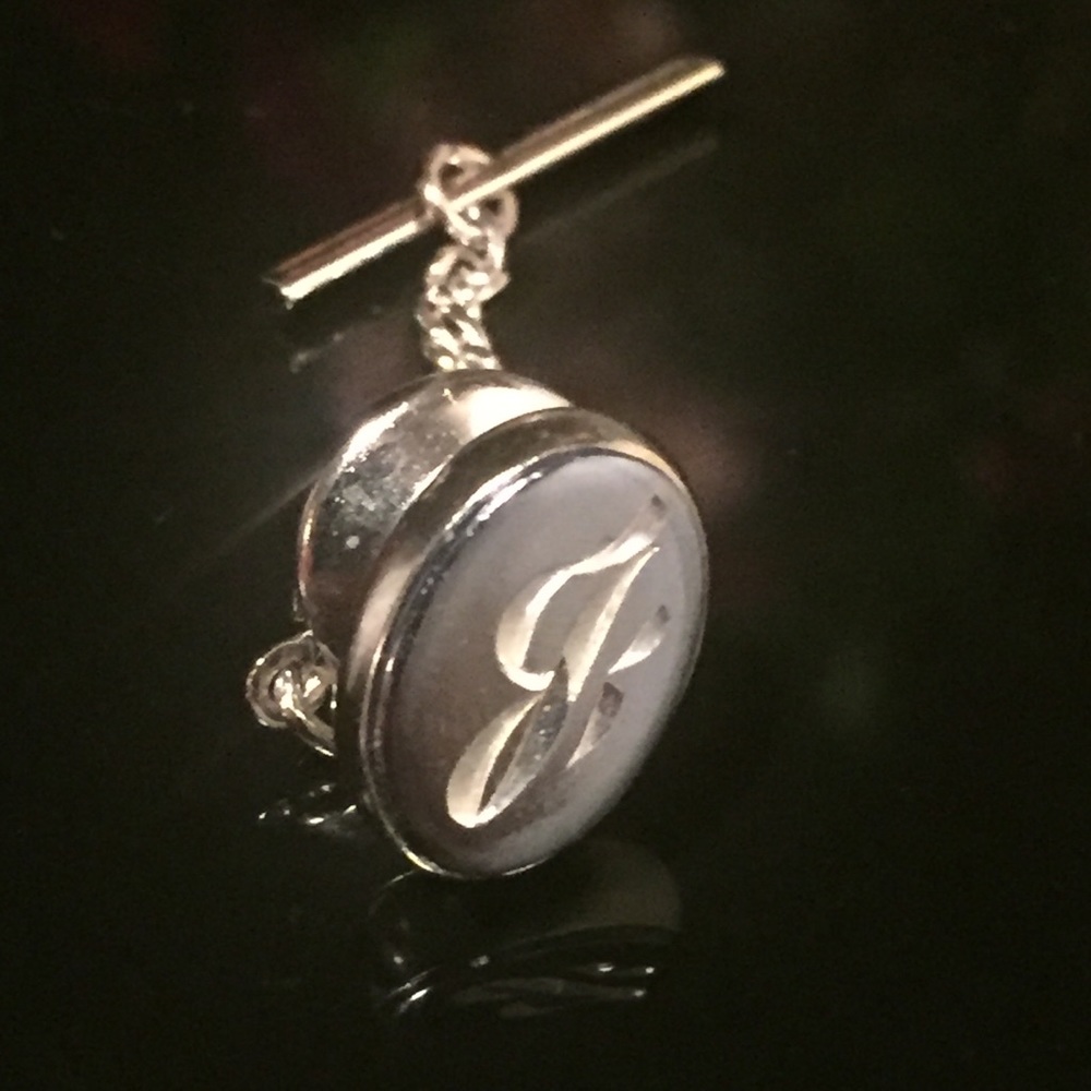 Monogram "J" Vintage Silver Lapel Pin , Tie Pin🎁